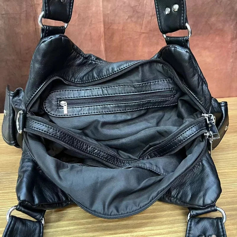Y2K Multi-Pocket Motorcycle Shoulder Bag for Women