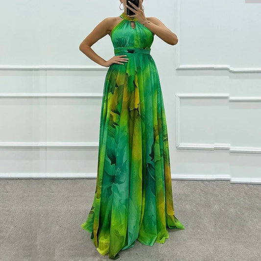 Halter Neck Pleated Boho Dress