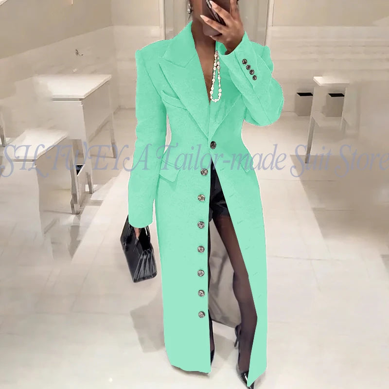Elegant Slim Fit Blazer With Notched Collar For Women