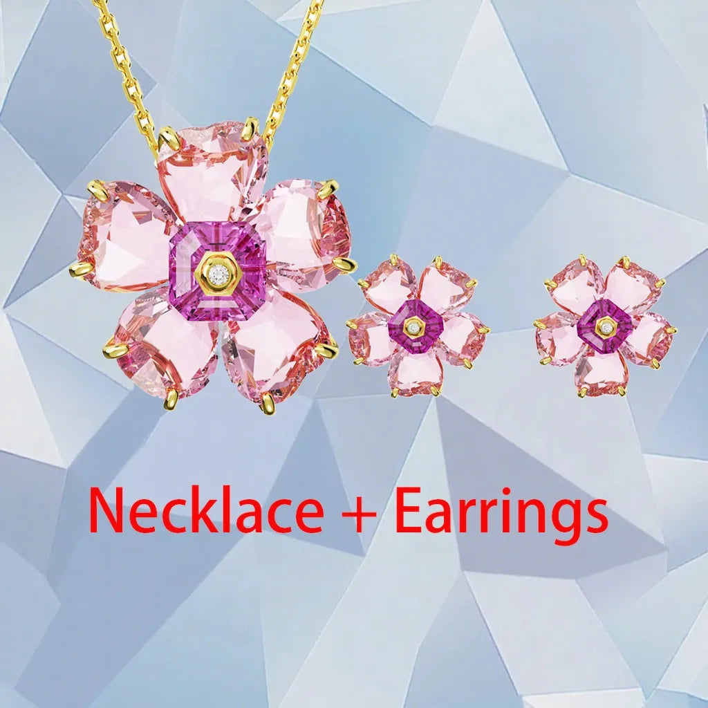 Gold Plated Zirconia Crystal Pendant Set for Women
