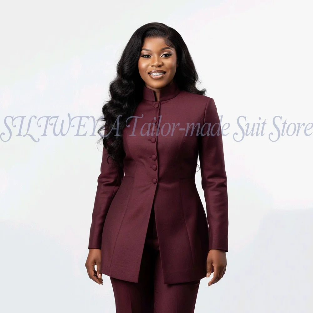 Smart Casual Two Piece Knit Blazer Set with Pants for Women