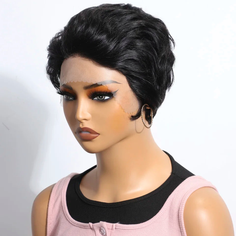 Blonde Short Pixie Cut Silky Lace Front Wig for Women