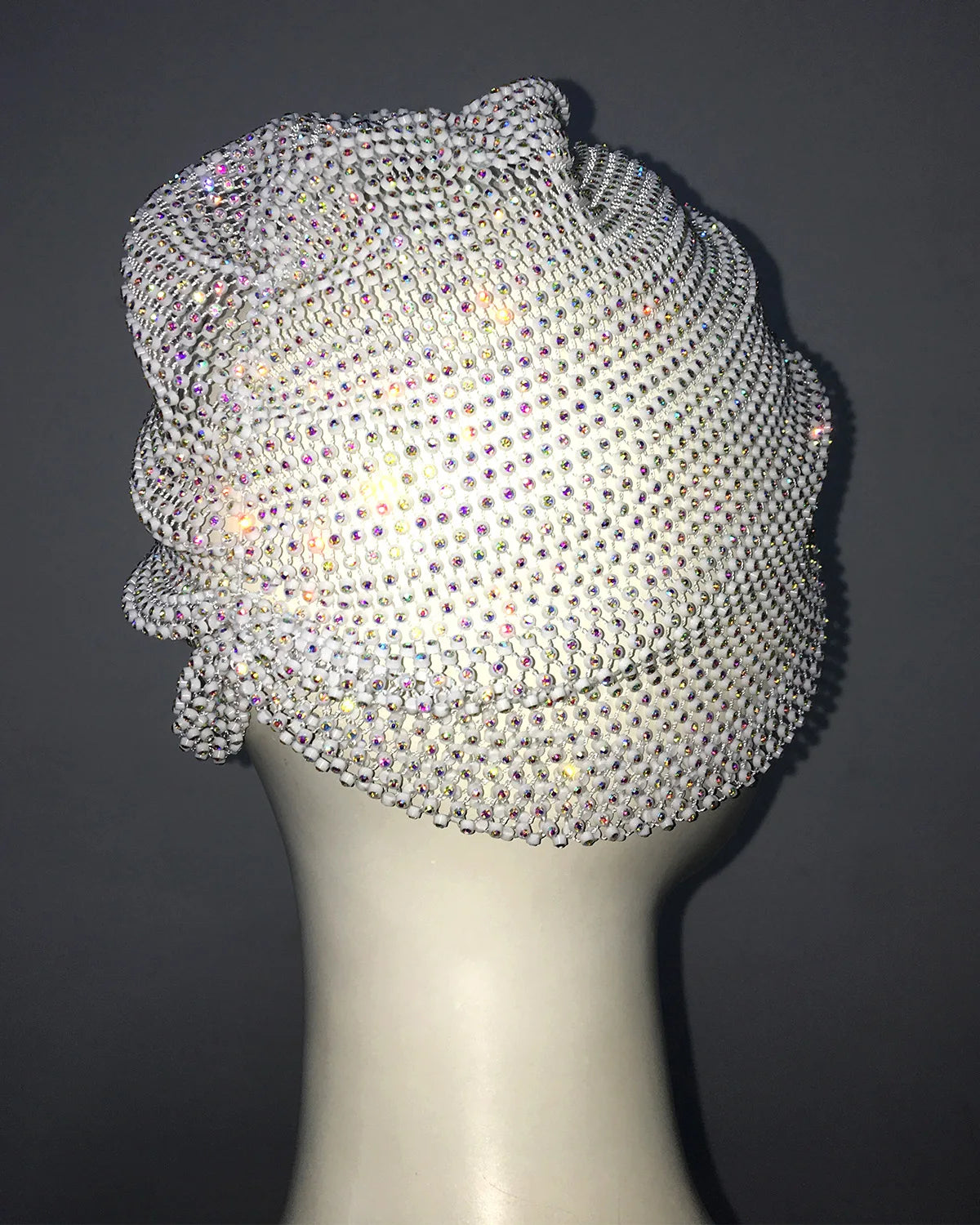 Sparkly Rhinestone Fishnet Turban Head Wrap for Women