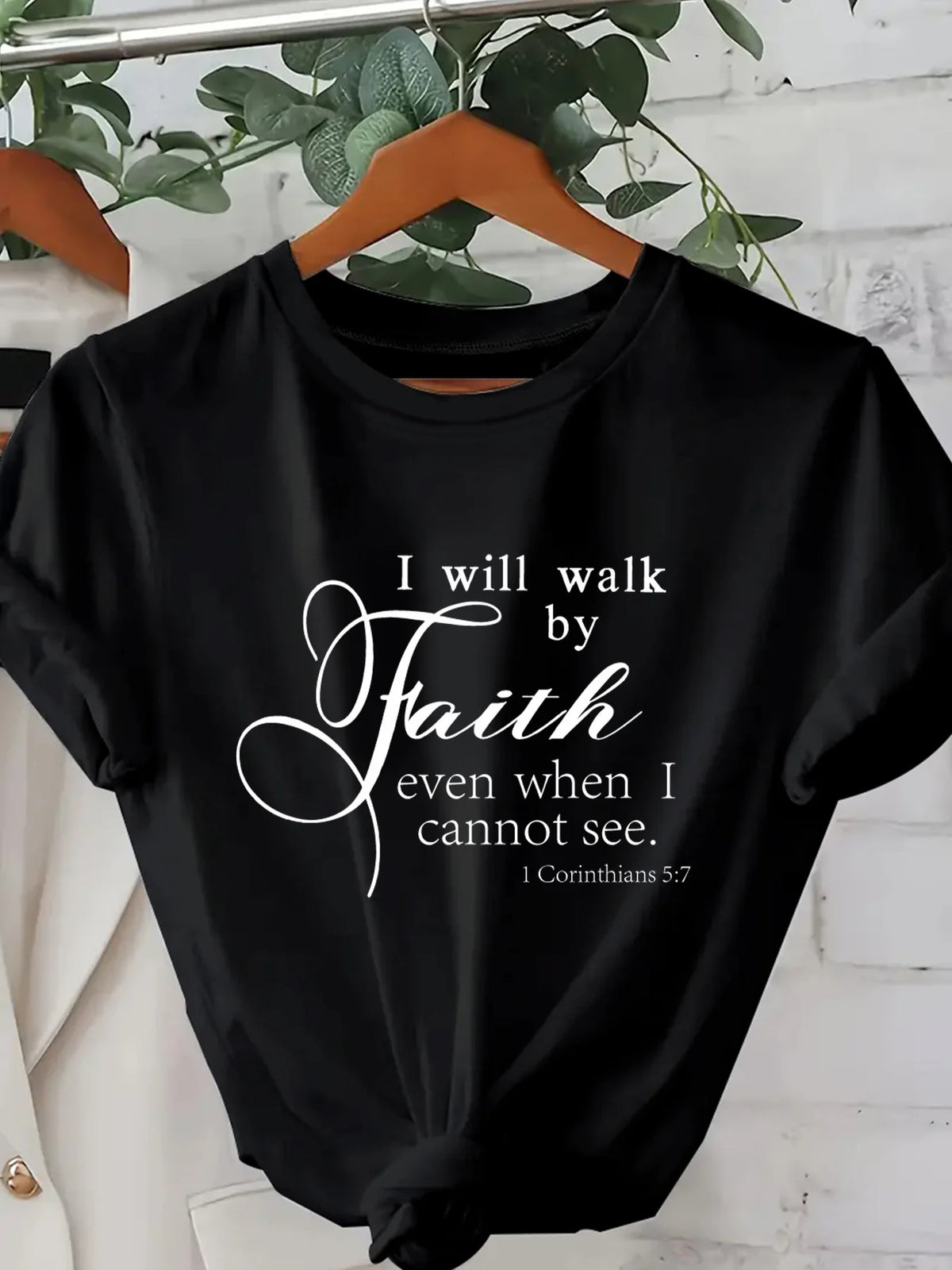 Walk By Faith Printed Pink Soft Casual Tee For Women