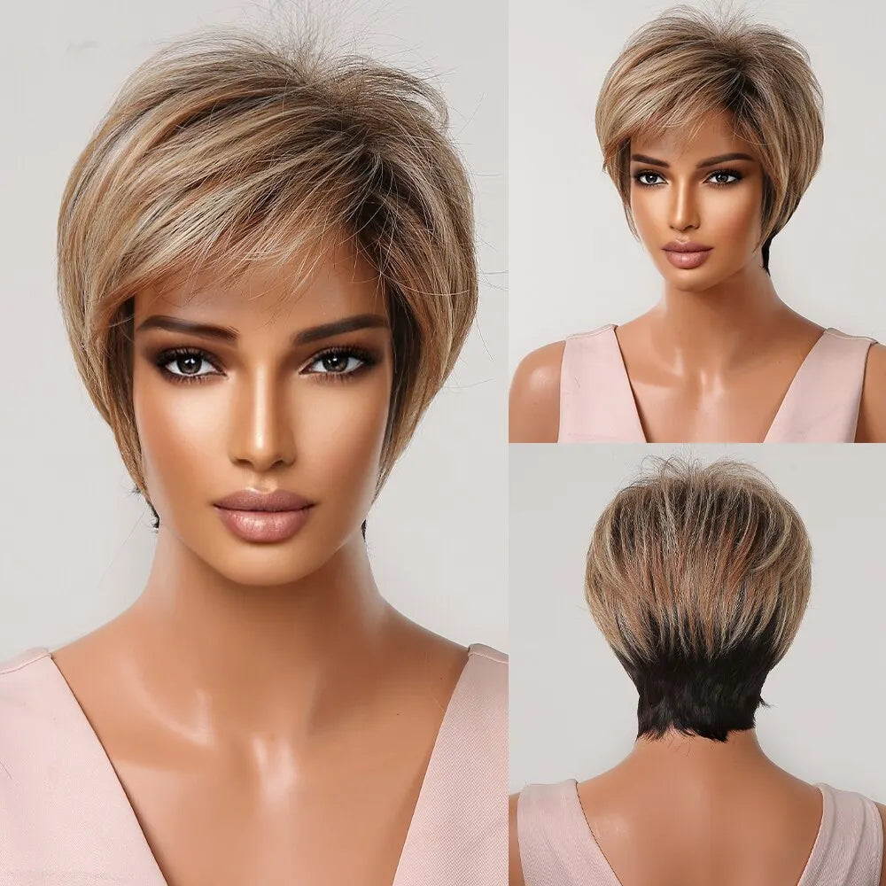 Natural Black Heat Resistant Pixie Cut Wig for Women