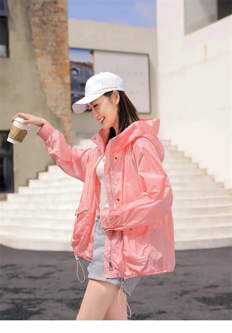 Casual Loose Fit Breathable Hooded Jacket for Women