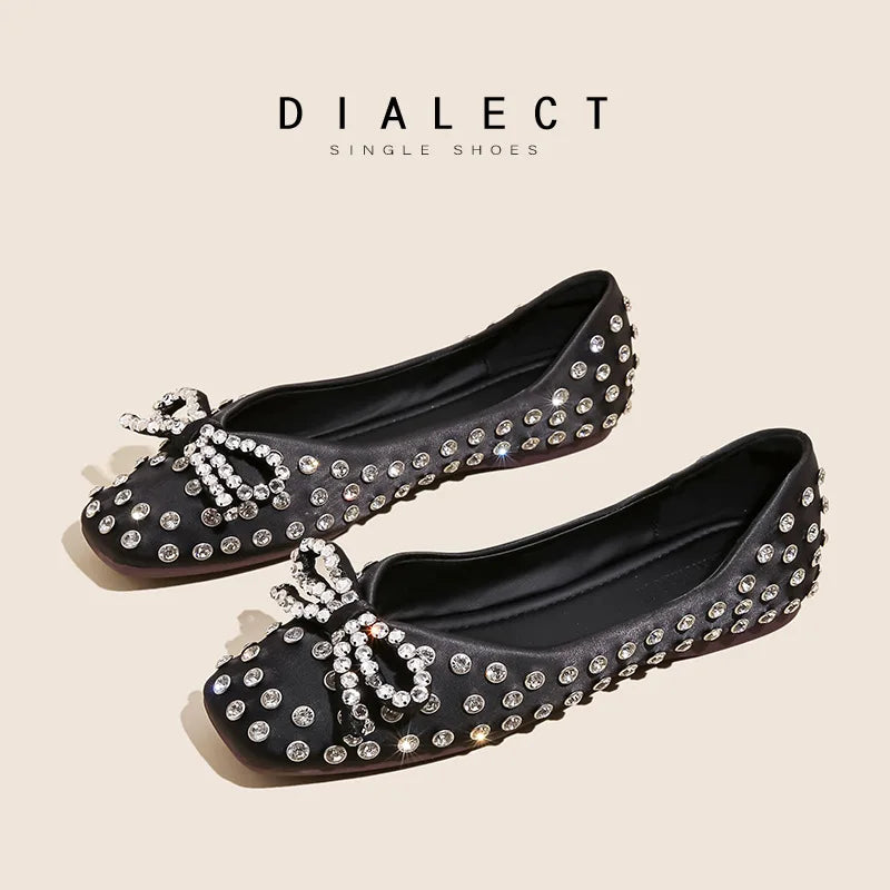 Elegant Rhinestone Bowknot Mary Jane Shoes For Women