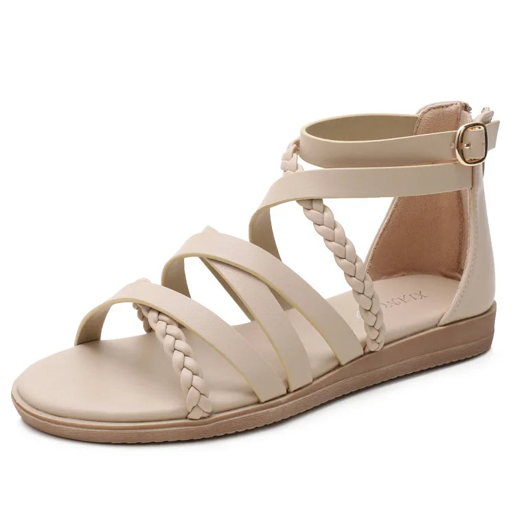 Casual Summer Bohemian Woven Slip On Flat Sandals For Women