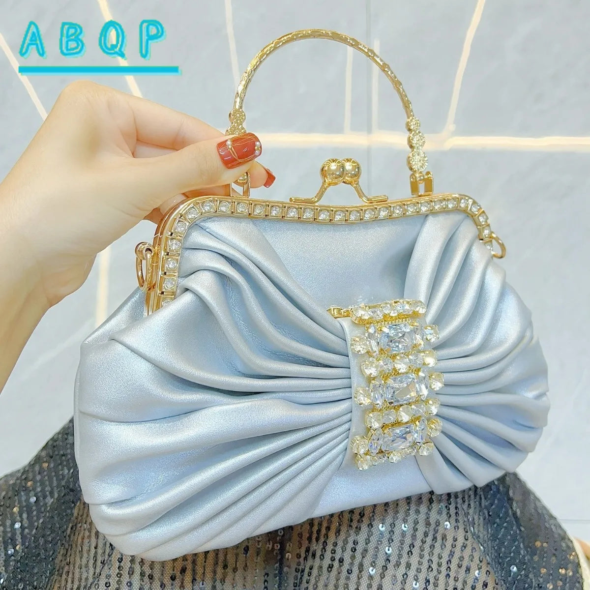 New Dinner Women's Bag Luxury Brand Fashion Handmade Diamond Women's Handbag Shiny Banquet Mini Shoulder Bag High Quality