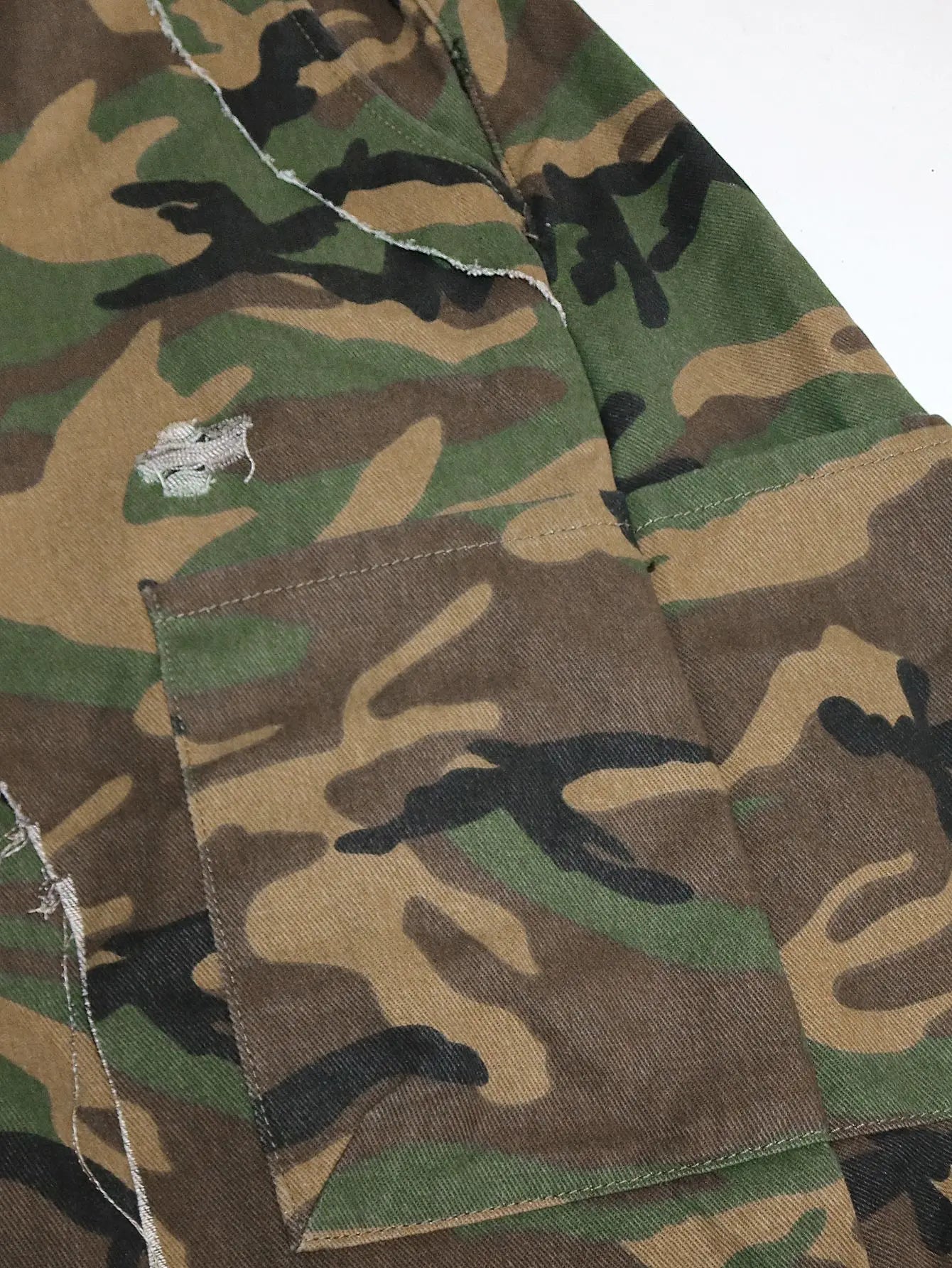 Drawstring Tie Dye Camouflage Ripped Harem Pants for Women
