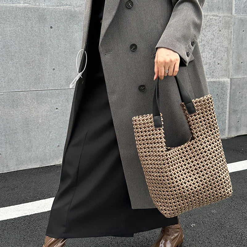 Rope Woven Shoulder Tote Bag