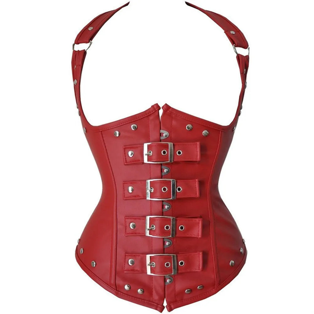 Gothic Faux Leather Underbust Plus Size Corset for Women