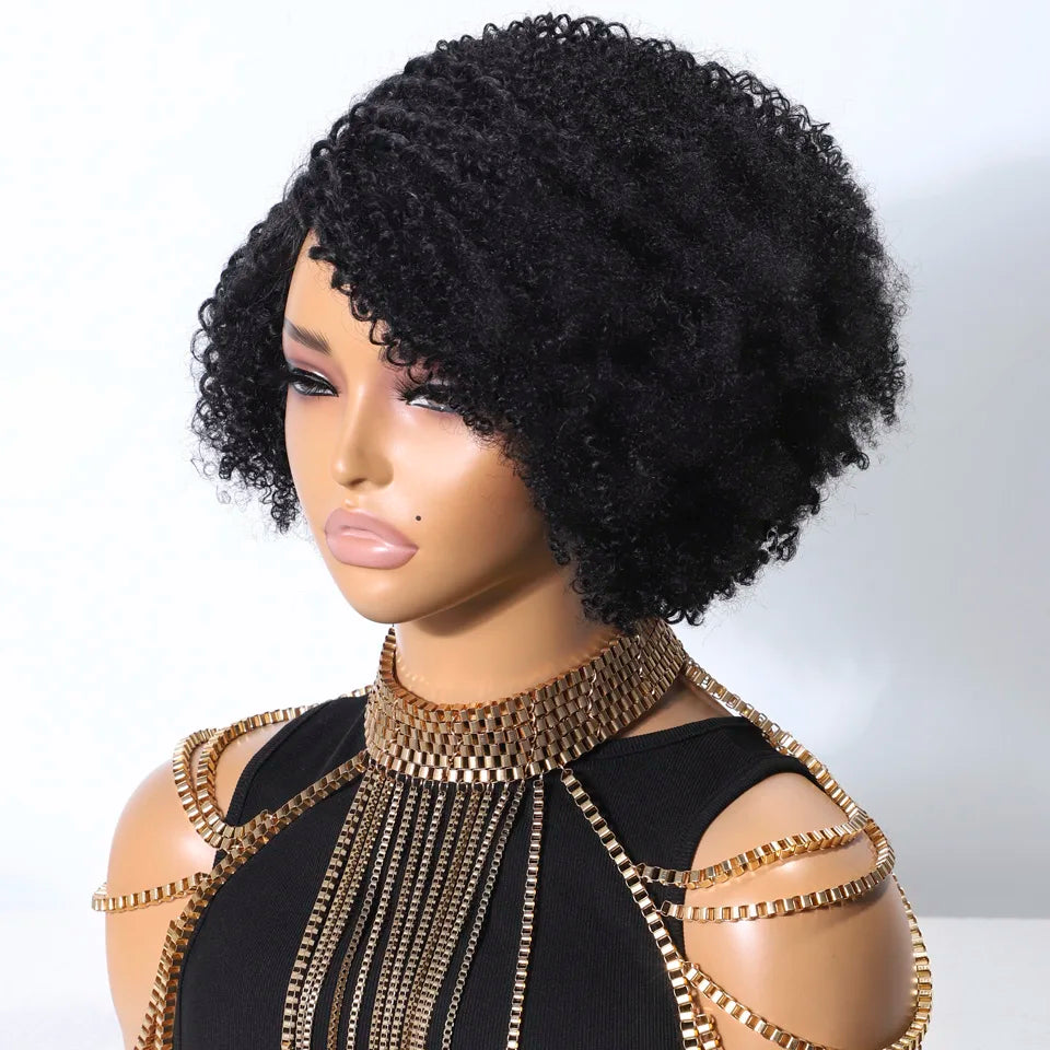 Glueless Short Curly Pixie Lace Bob Hair Wig for Women