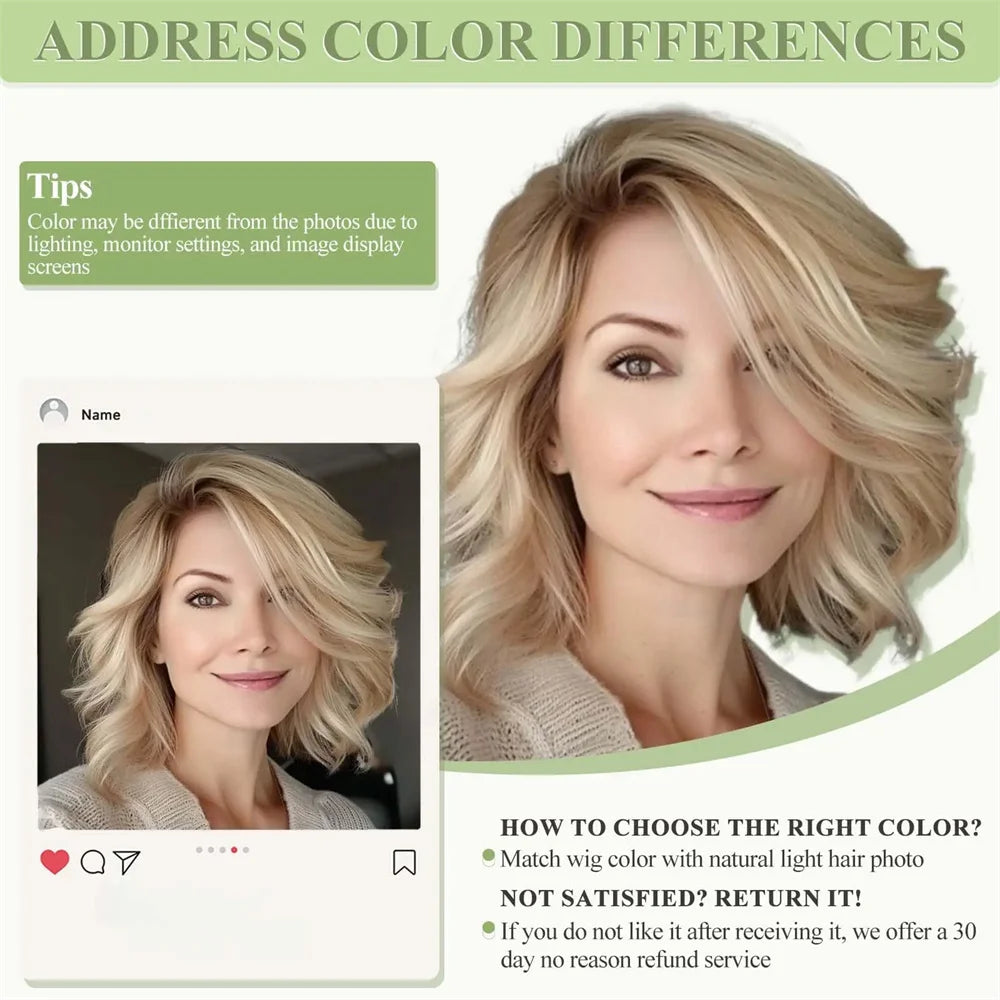 Platinum Icy Blonde Ombre Lace Front Wavy Bob Wig For Women