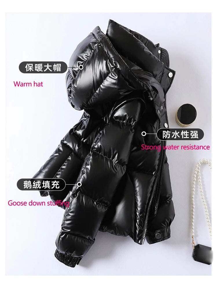 Glossy Hooded Down Jacket