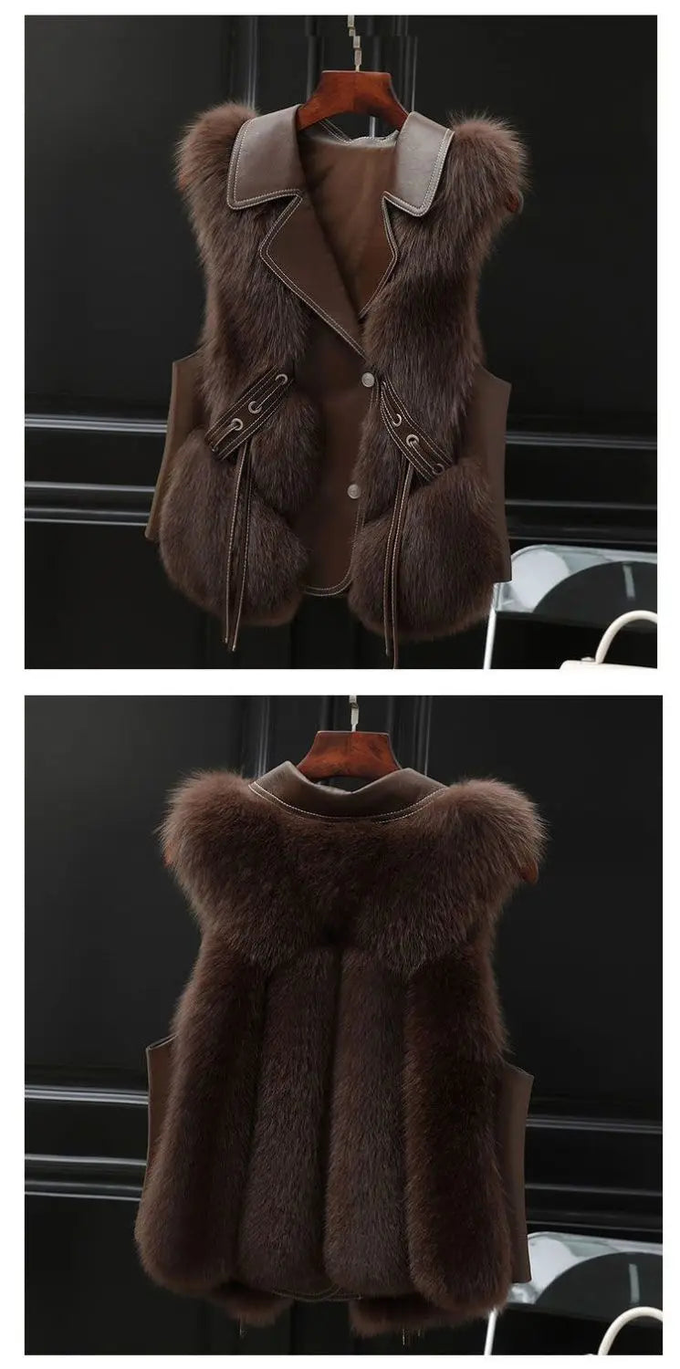 Fur Coat Women's Vest 2025 Autumn and Winter New Jacket Short Outerwear Lady Clothing