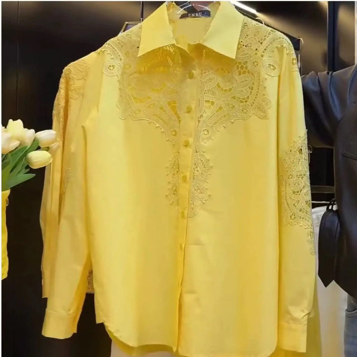 Cotton Sequined Lace Blouse