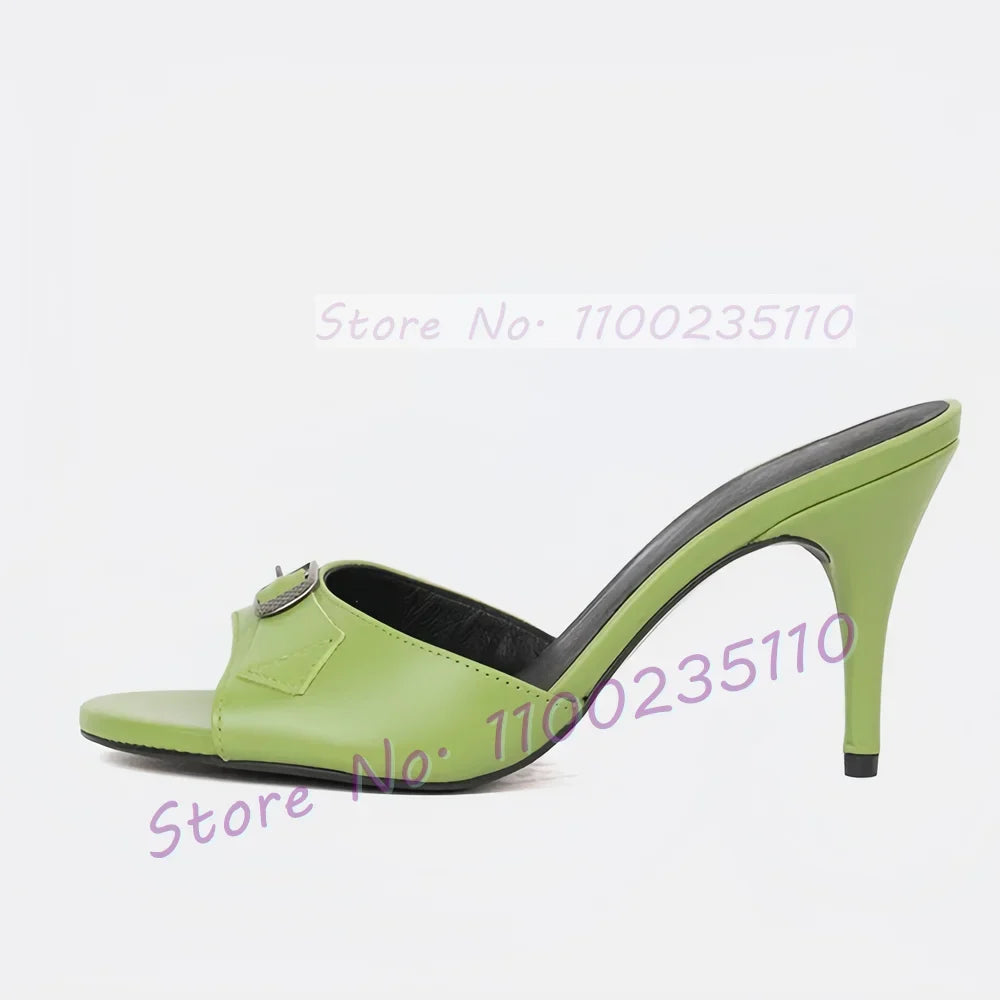 Sophisticated Purple Round Toe Buckle Mules For Women