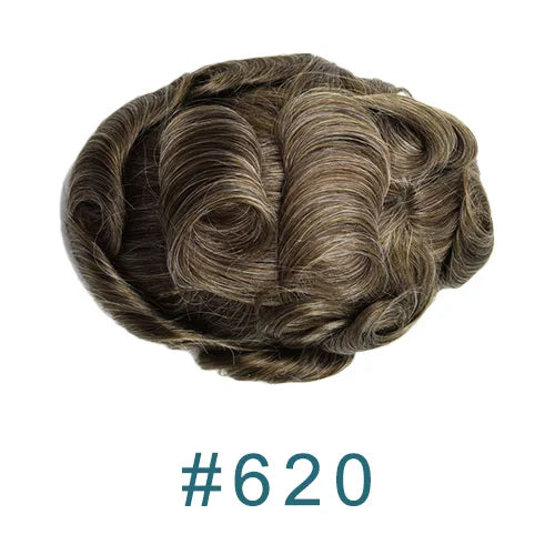 Ultra Thin V Loop Human Hair Toupee With Natural Hairline for Men