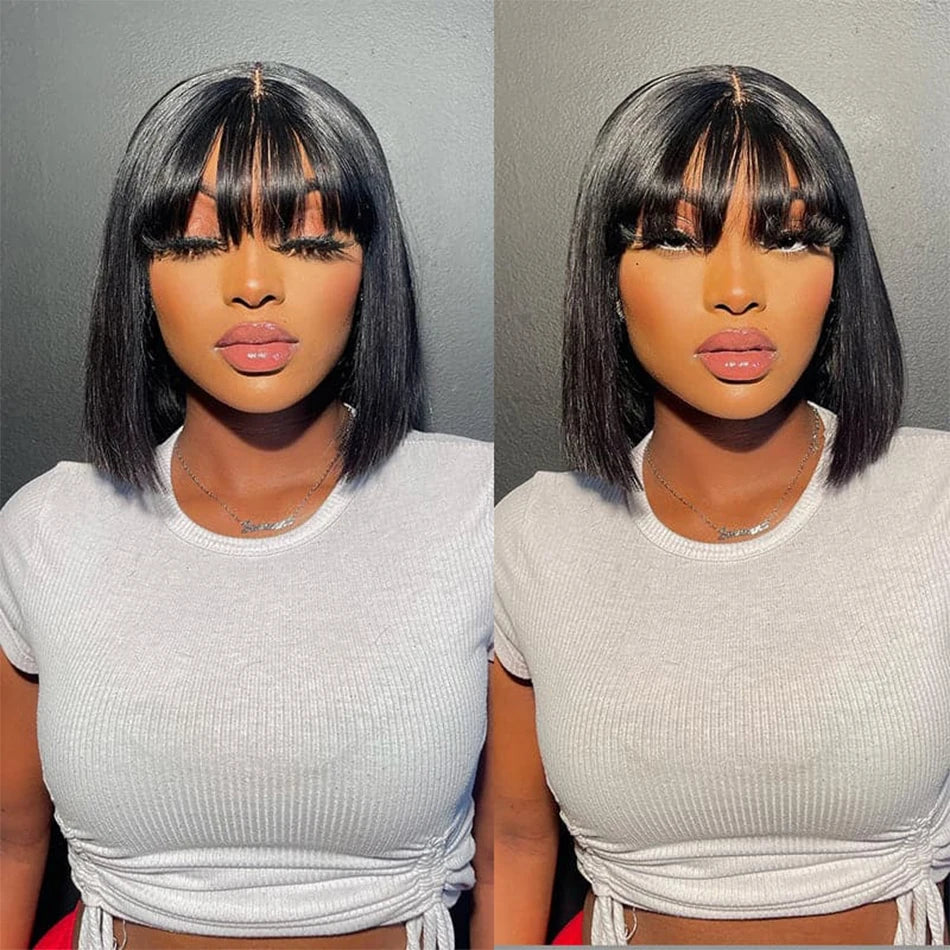 Straight Glueless HD Lace Bob Wig With Bangs for Women