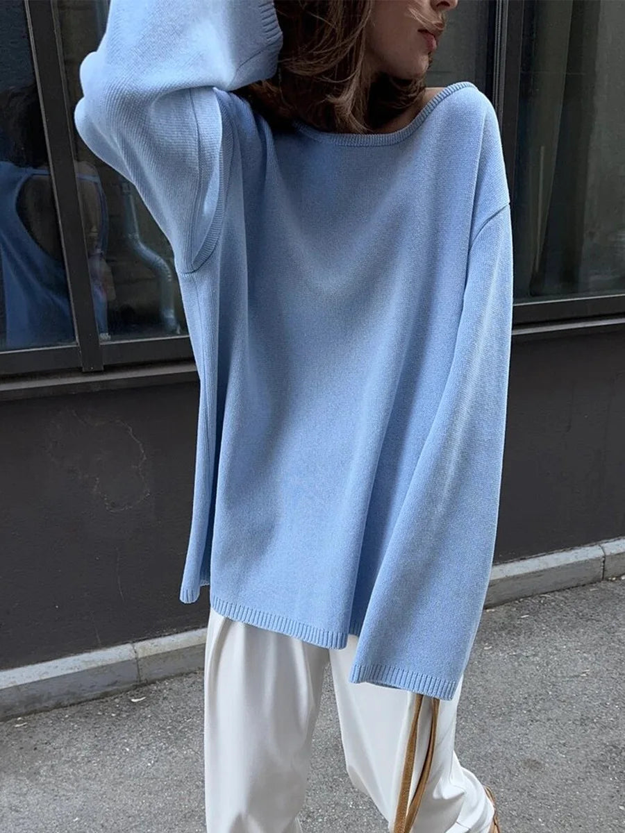Backless Patchwork Knit Sweater