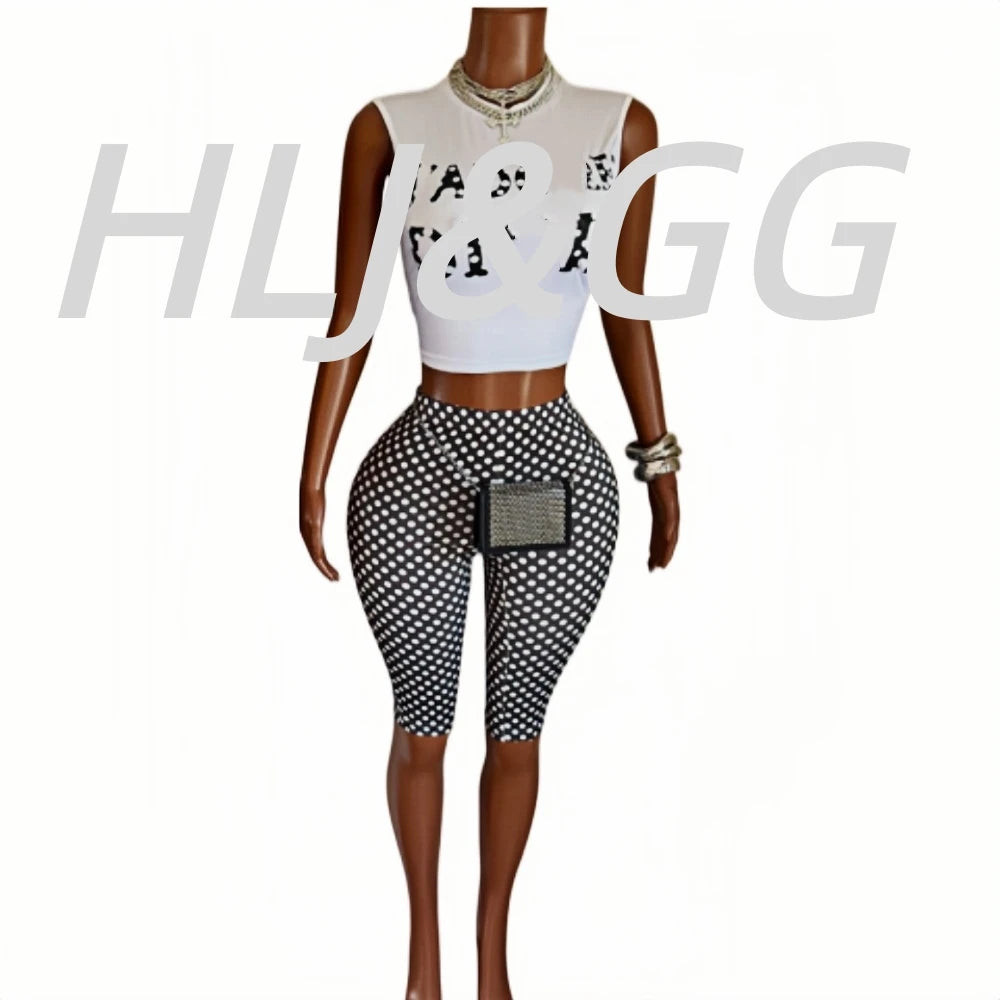 Chic Polka Dot Letter Print Two Piece Set for Women