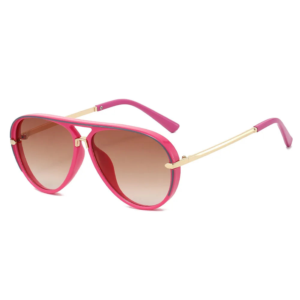 Green Pink Gradient Oval Sunglasses
