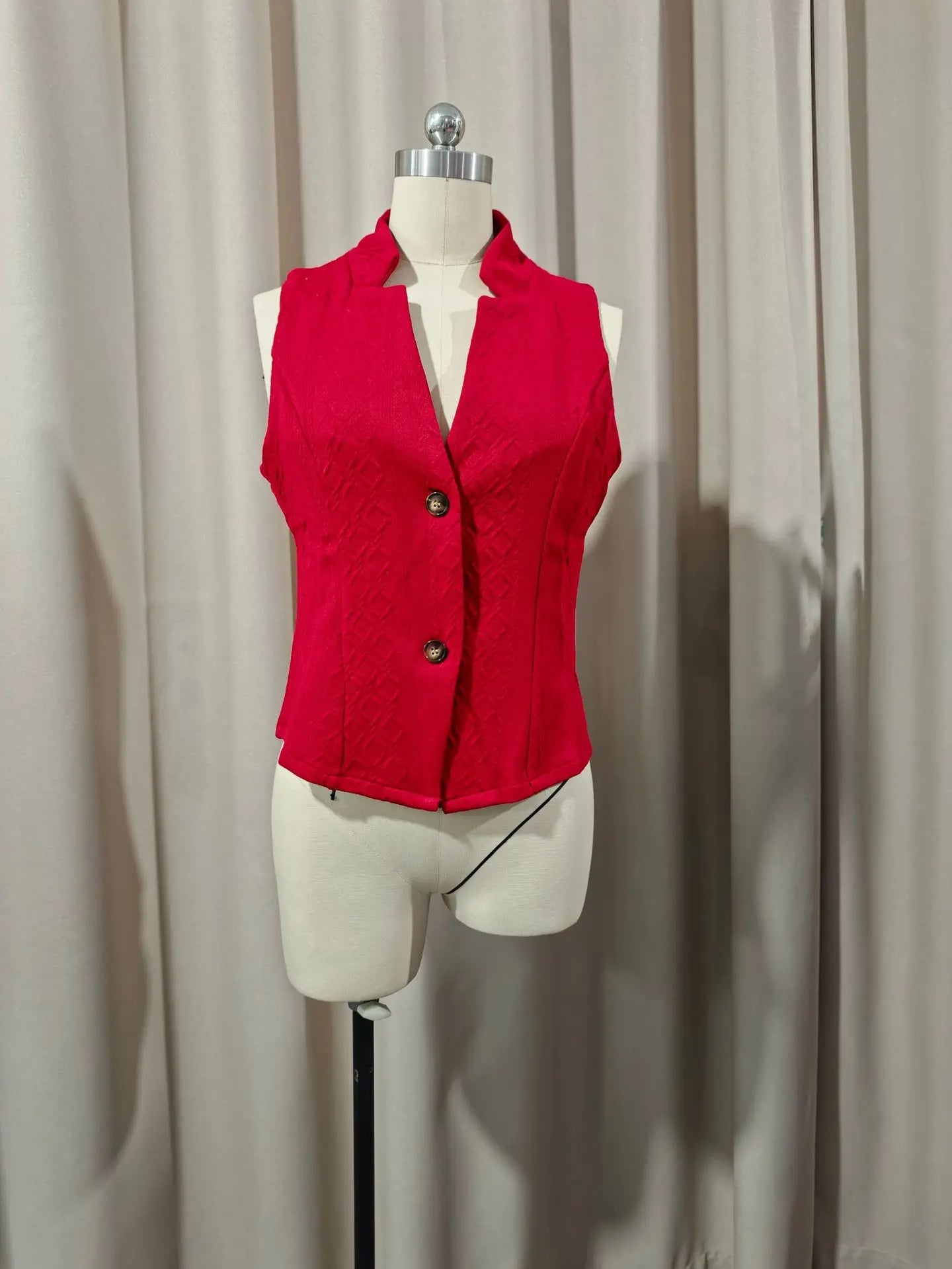 Solid Color Slim Fit Sleeveless Vest With Stand Up Collar for Women