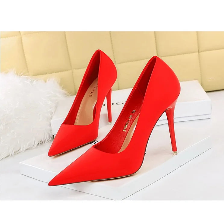 Elegant Purple Satin High Heel Stiletto Pumps for Women