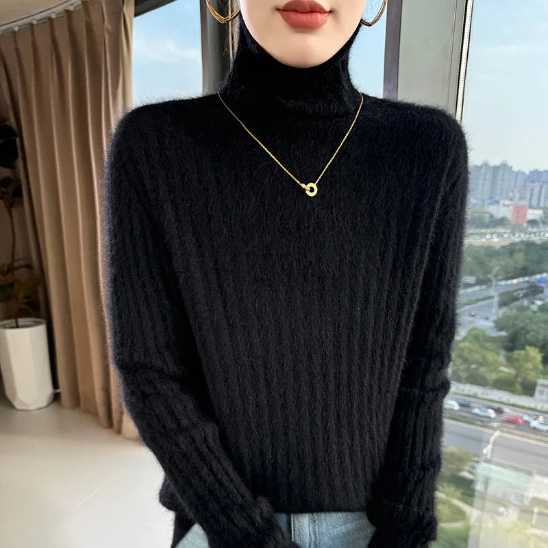 Warm Slim Fit Turtleneck Pullover Sweater for Women