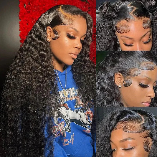 Deep Wave Transparent Lace Front Human Hair Wig for Women