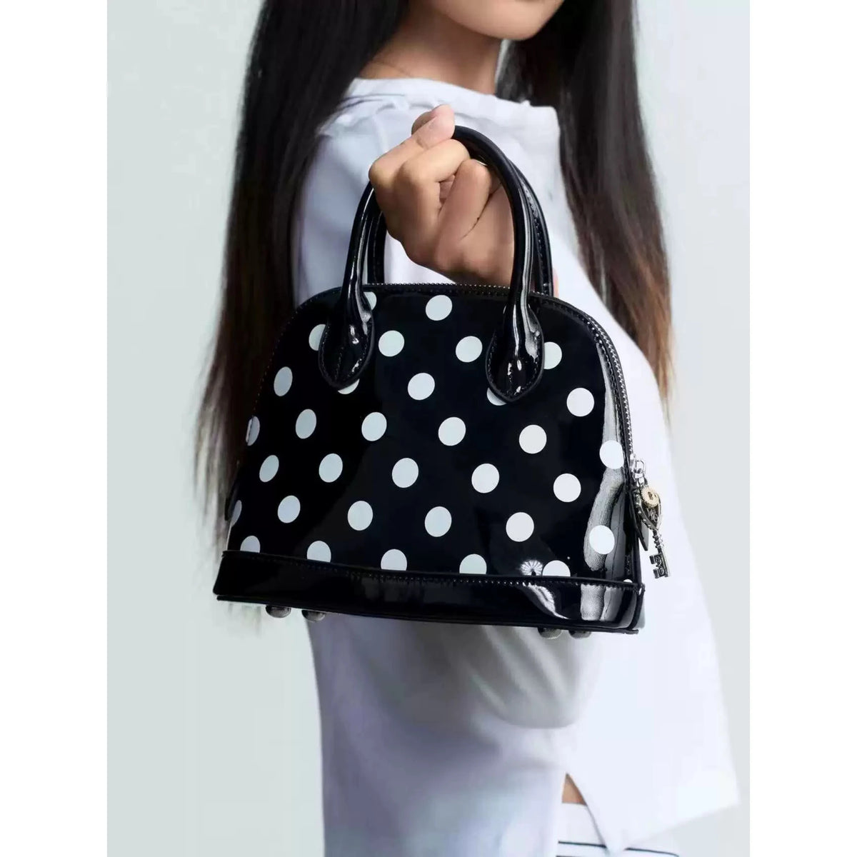 Cute Bolka Dots Patchwork Handbags Korean Style Women Zipper Versatile Crossbody Bag Party Commute Casual One Shoulder Bags