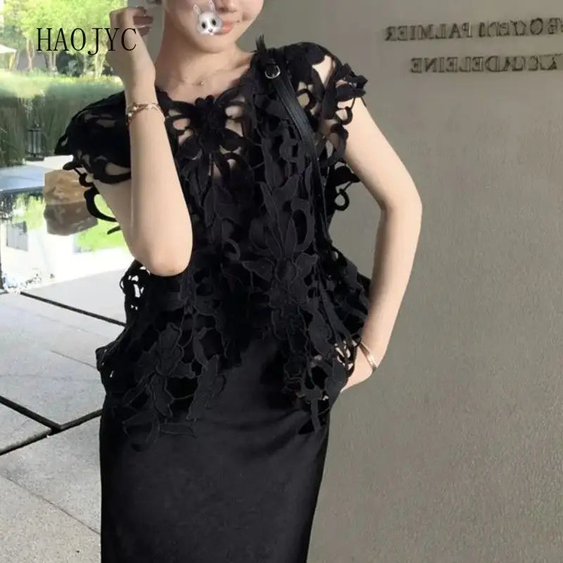 Embroidered Lace Loose Sleeveless Blouse for Women