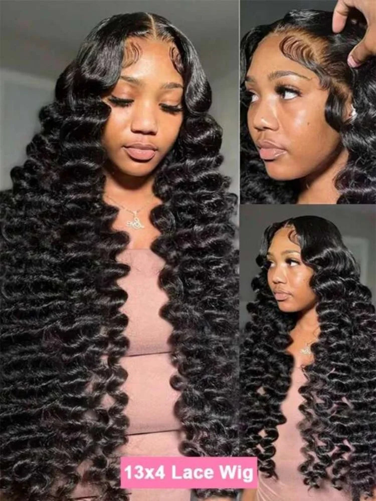 Pre Plucked Deep Wave Lace Front Human Hair Wig for Women