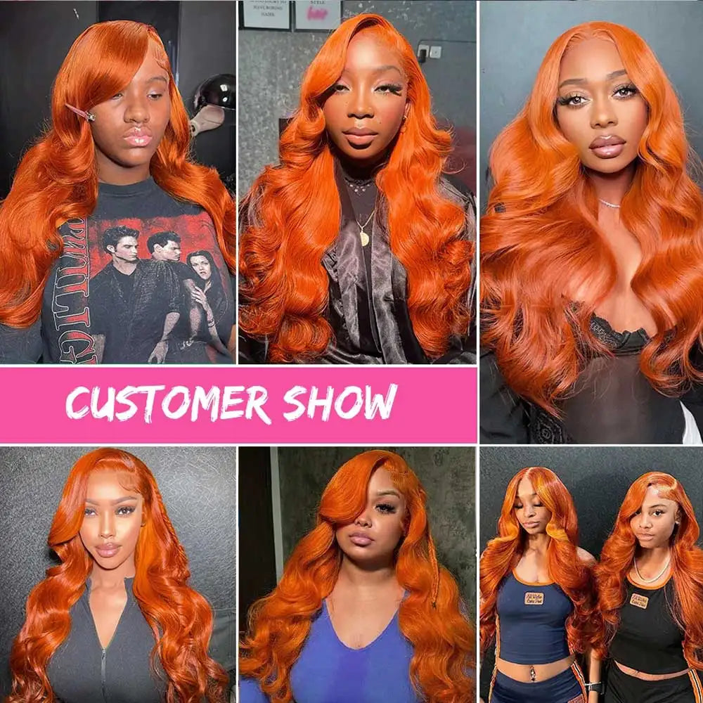 Ginger Orange Body Wave Human Hair Wig