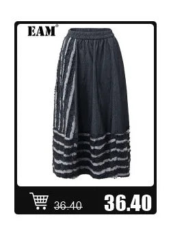 [EAM] Women Black Lace Thin Big Size Elegant T-shirt New Turtleneck Long Flare Sleeve Fashion Tide Spring Autumn 2025 1DH9265