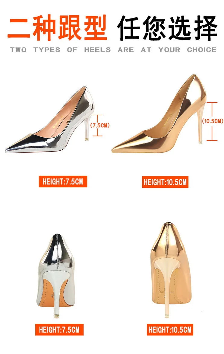 Classic Patent Leather Stiletto High Heel Pumps for Women