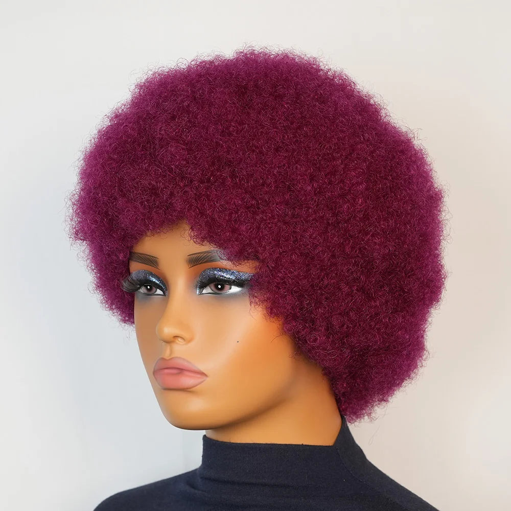Short Brazilian Twisted Curly Remy Human Hair Wig For Women