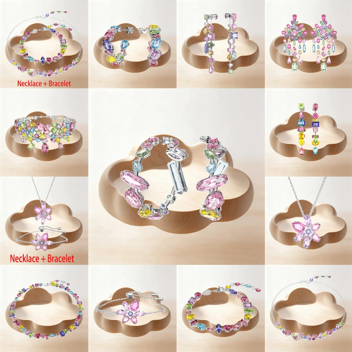 Shimmering Crystal Jewelry Set With Necklace And Earrings For Women