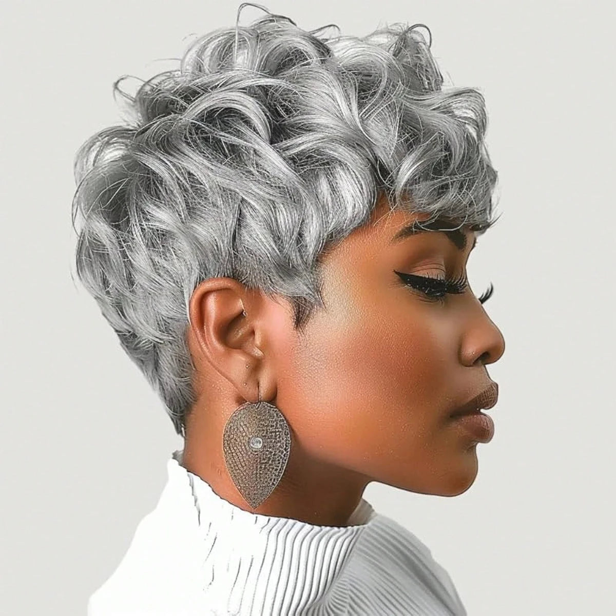 Premium Short Curly Synthetic Pixie Cut Wig For Women