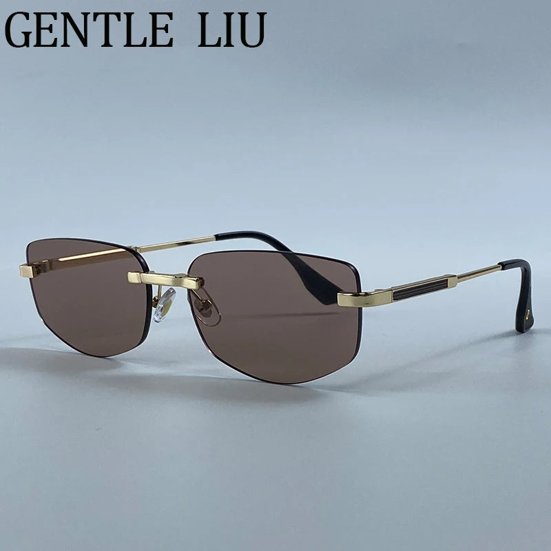 Rimless Geometric Fashion Sunglasses