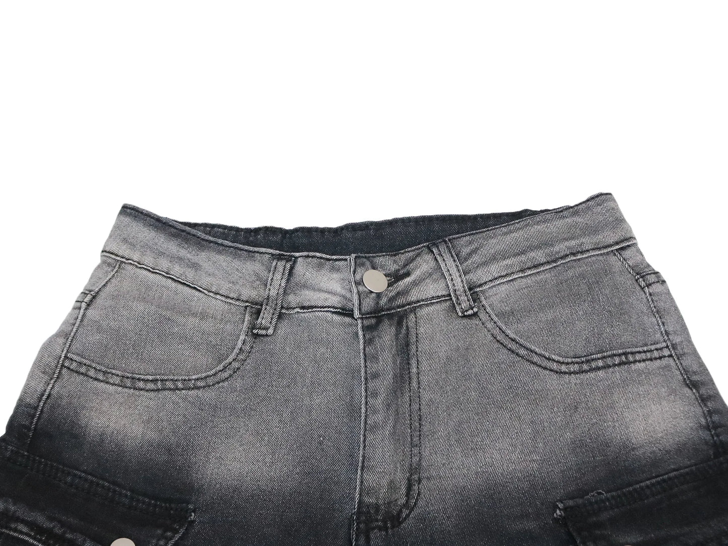 FAGADOER Fashion Gradient Denim Wide Leg Pants Women Summer New Cargo Pocket Patchwork Pants Female Streetwear Bottoms 2025