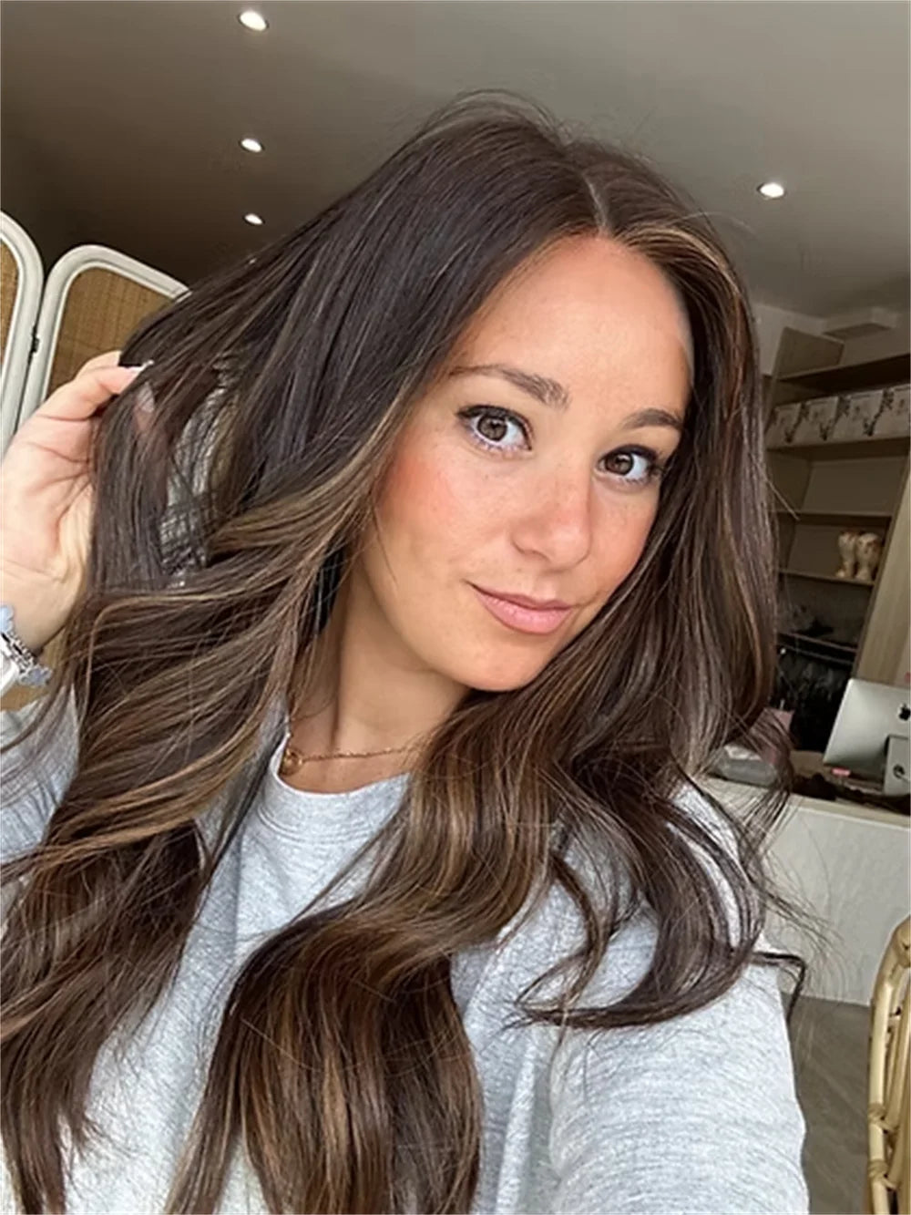 Chocolate Highlighted Synthetic Wig