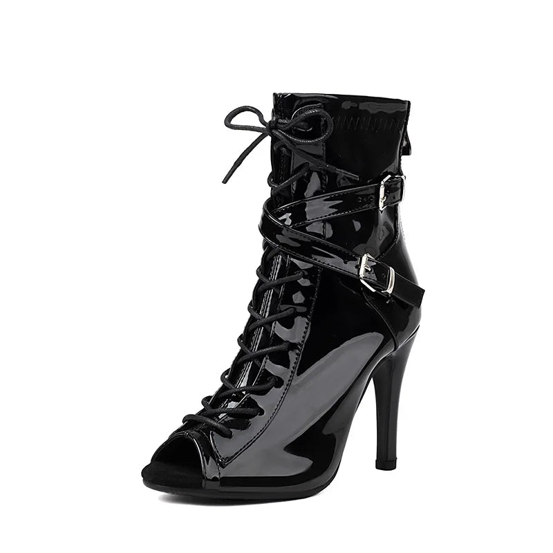 Lace Up High Heel Jazz Dance Ankle Boots for Women