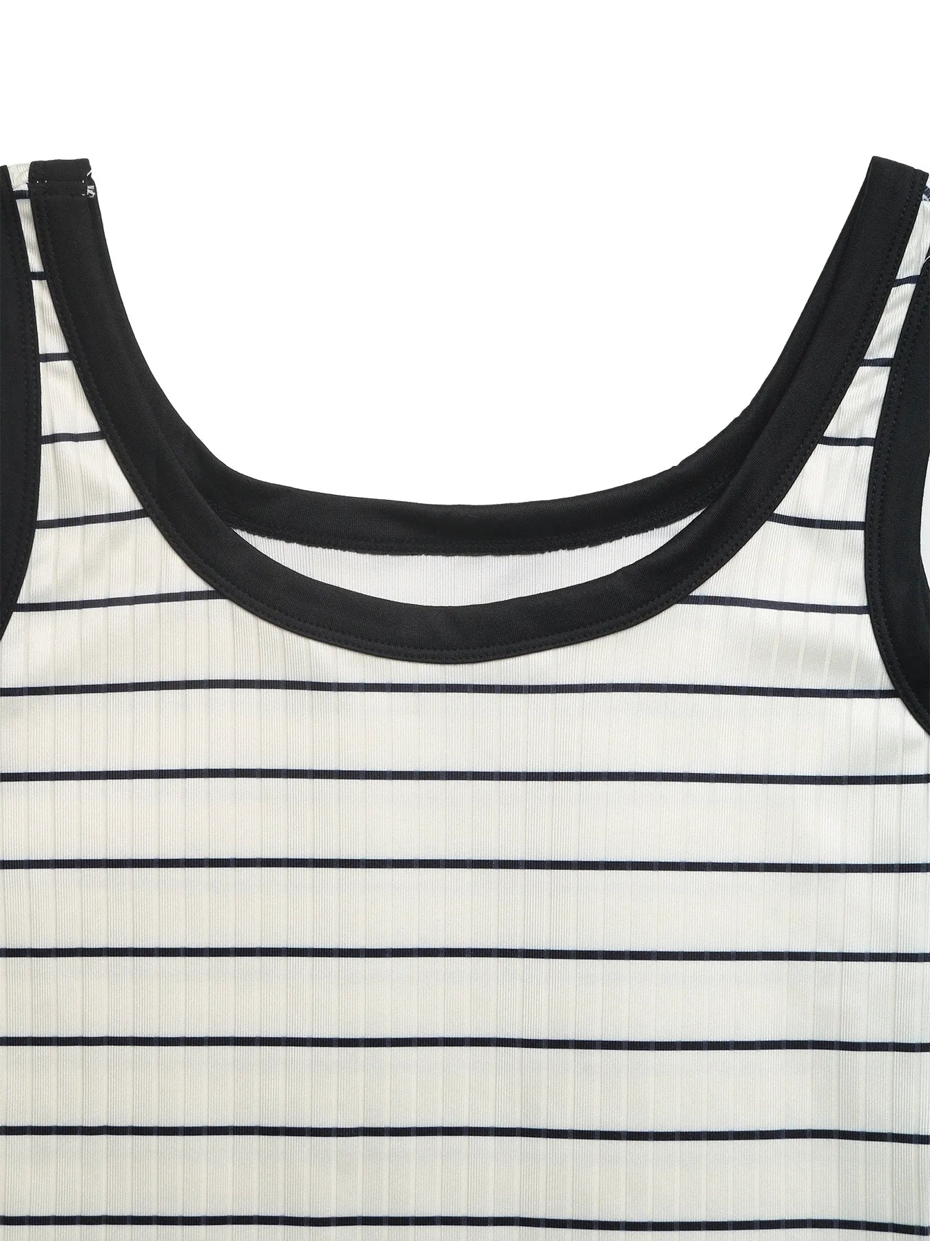Striped Sleeveless Square Neck Side Slit Knit Dress for Women
