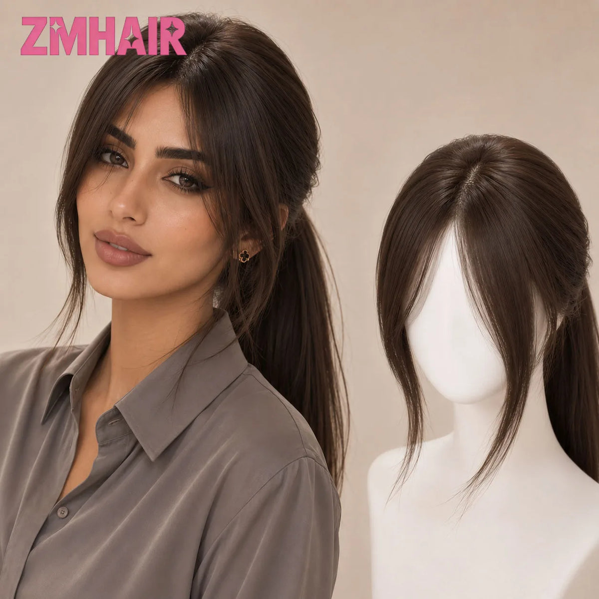 Natural Hairline Straight Layered Silk Top Wig For Women