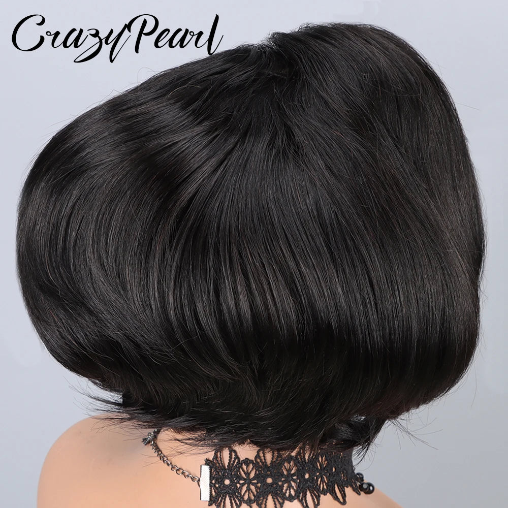 Short Straight Bob Lace Front Human Hair Wig for Women