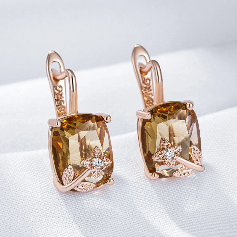 Rose Gold Tone Zircon Drop Earrings