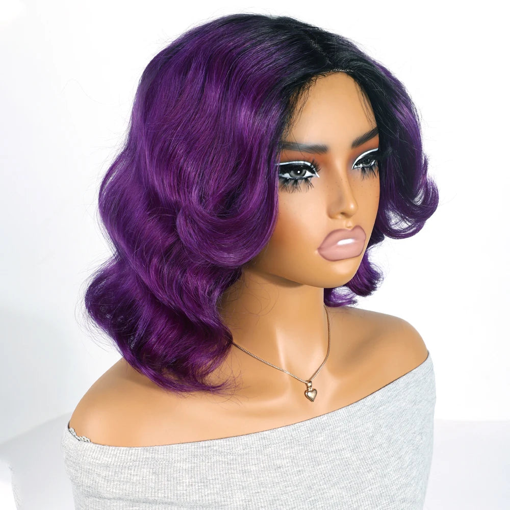 Honey Blonde Shadow Root Body Wave Bob Lace Front Wig for Women