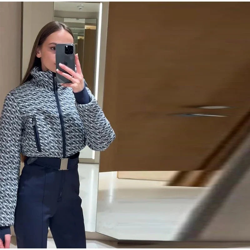 Fashion Print Thickened Cozy Winter Jumpsuit for Women